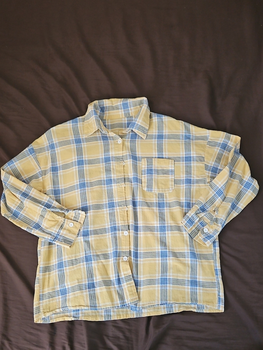 Relaxed Yellow & Blue Plaid Button-Down Shirt